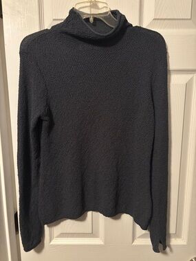ZARA Brand - Cozy Long-Sleeve Mock TurtleneckSweater - Charcoal/Confederate Blue
